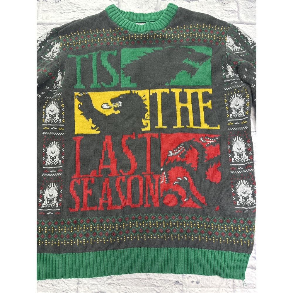 Game of Thrones Ugly Christmas Sweater Large Tis The Last Season 100% Cotton - Picture 2 of 8